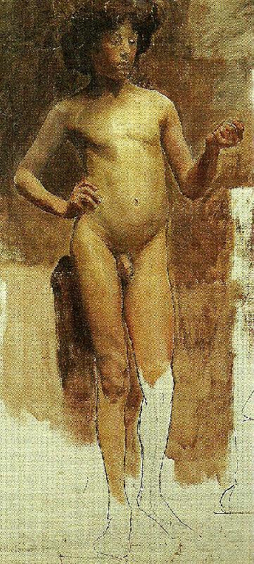 Carl Wilhelmson studie av naken manlig modell Norge oil painting art